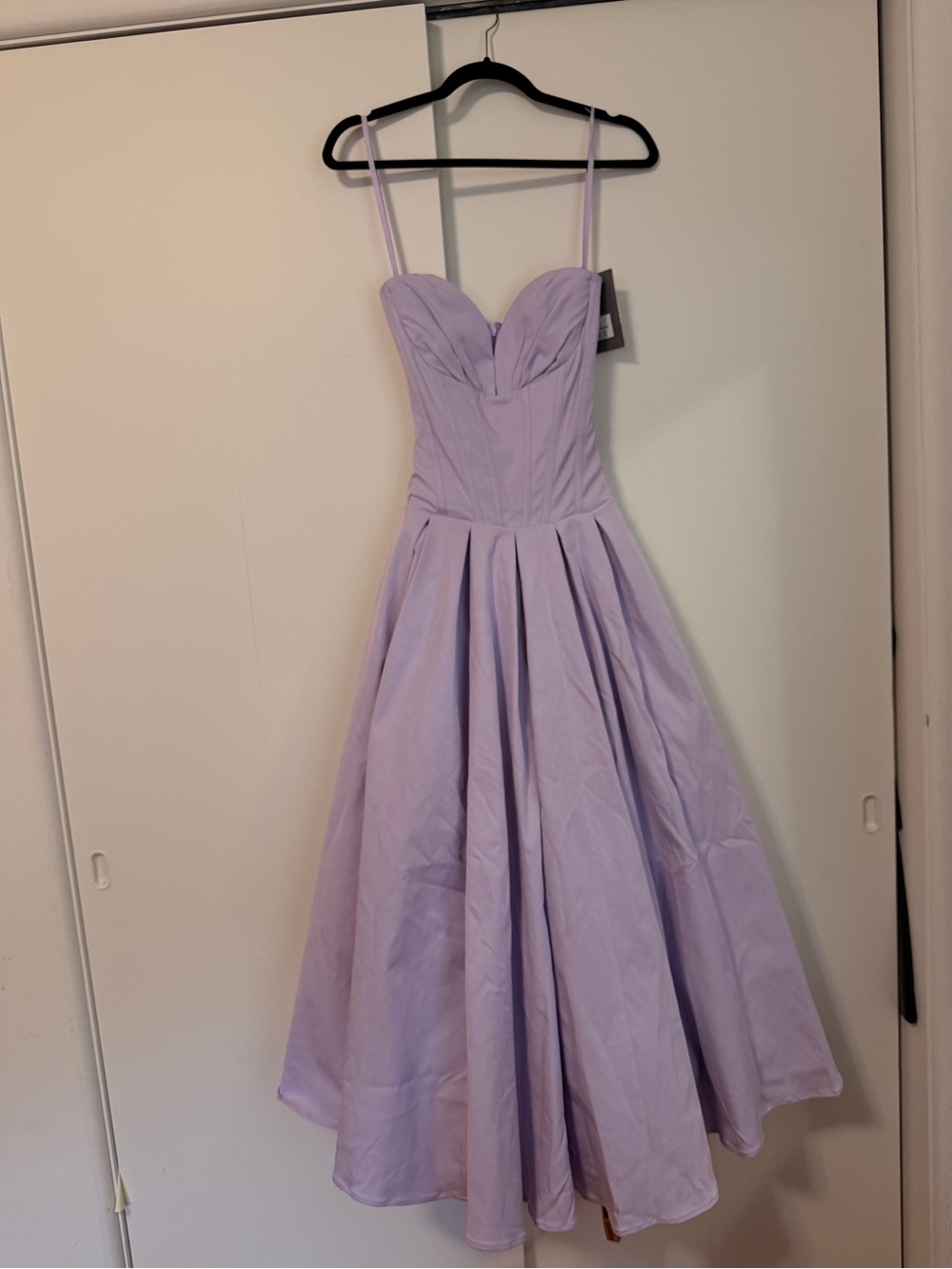 House of CB Lavender Strapless Corset Pleated Midi Dress - Picture 16 of 17